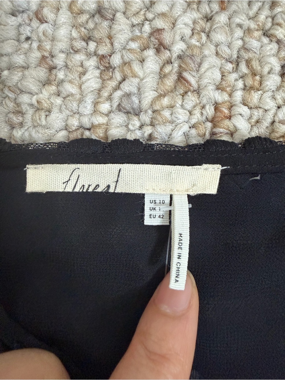 Floreat Anthropologie Black Crochet-Trim Tie-Neck Blouse size 10 new with tag - Picture 2 of 7